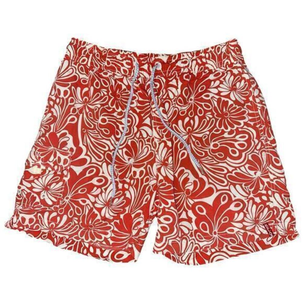 Tommy Bahama Relax Men’s Size M Red White Hawaiian Swim Trunks Shorts